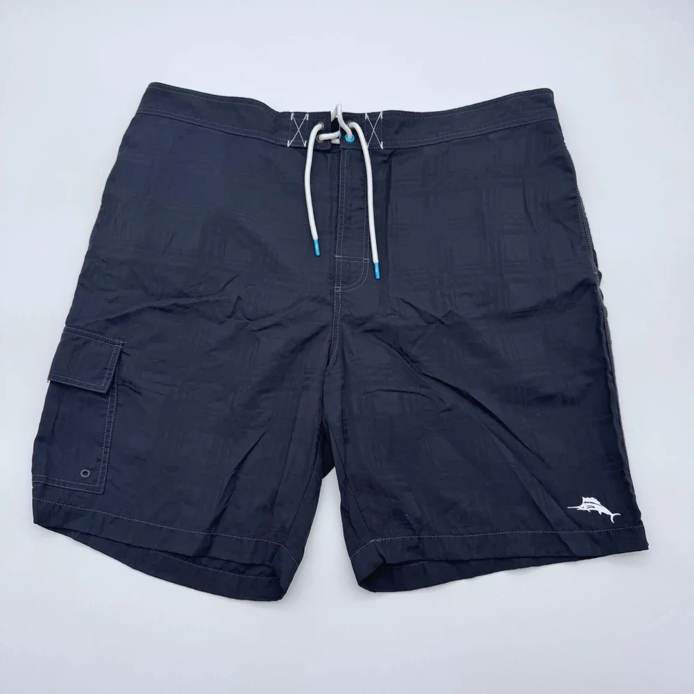 Tommy Bahama‎ Mens Navy Blue Checkered Board Shorts Swim Trunks XXL